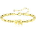 Love Heart Initial Beaded Bracelet