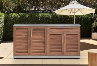 outdoor kitchen in a backyard